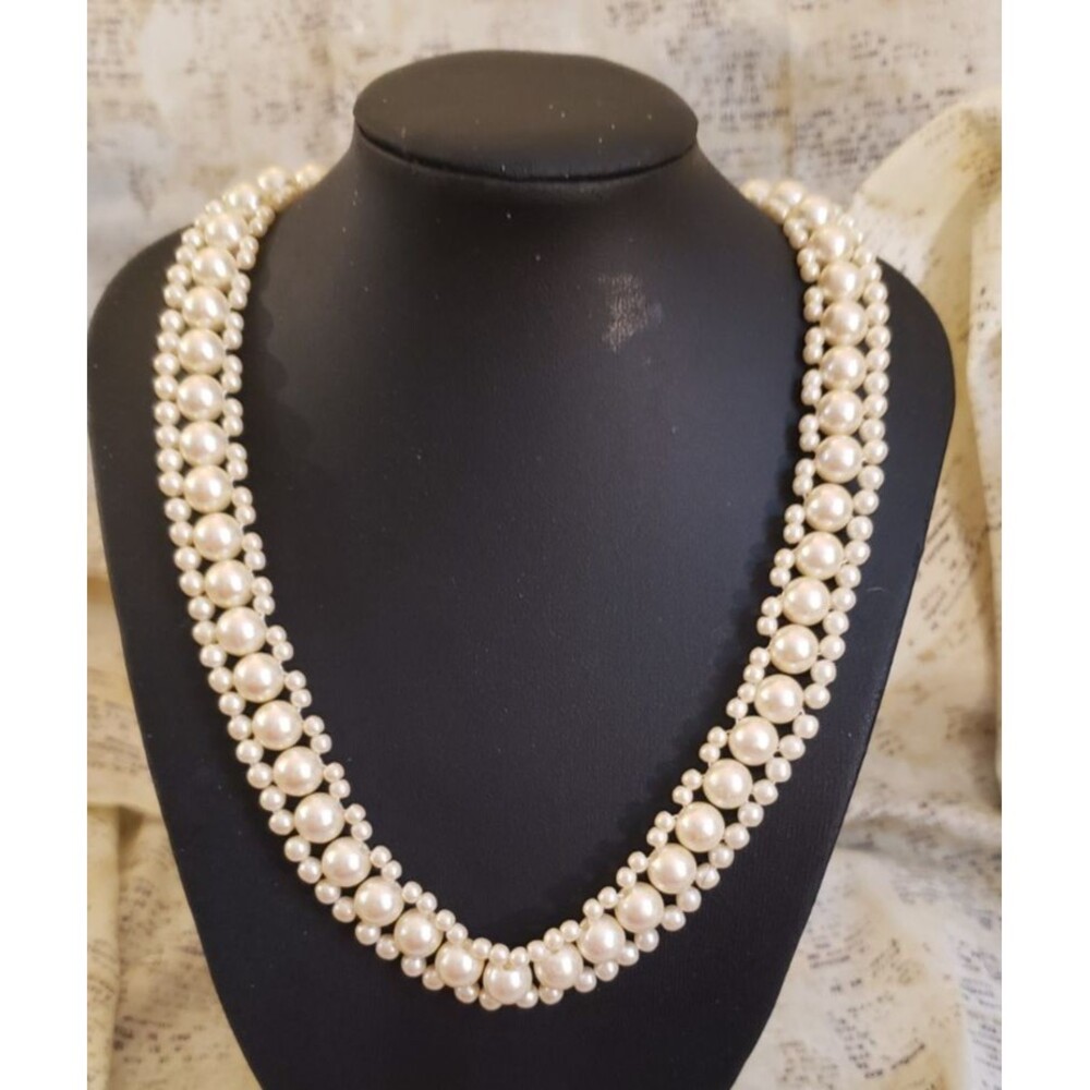 Elegant, Classy - Formal, Homecoming Multi-strand Patterned Pearl Necklace "SHB"